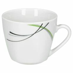 6er Set Kaffeetasse 20cl Und Kaffeeuntertasse 14,5cm Donna - Weißes Porzellan Mit Linien- Dekor In Schwarz, Grau Und Grün -ARCOROC Geschäft 06cab090 6216 46fa 8136 ed62a82e97de