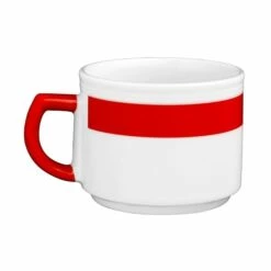 6 X Seltmann Obertasse 1 0,18 L, Form: Vitalis, Dekor: 34193 Rotes Band -ARCOROC Geschäft 379e171b 03f0 49d6 abd5 9568e62eb343