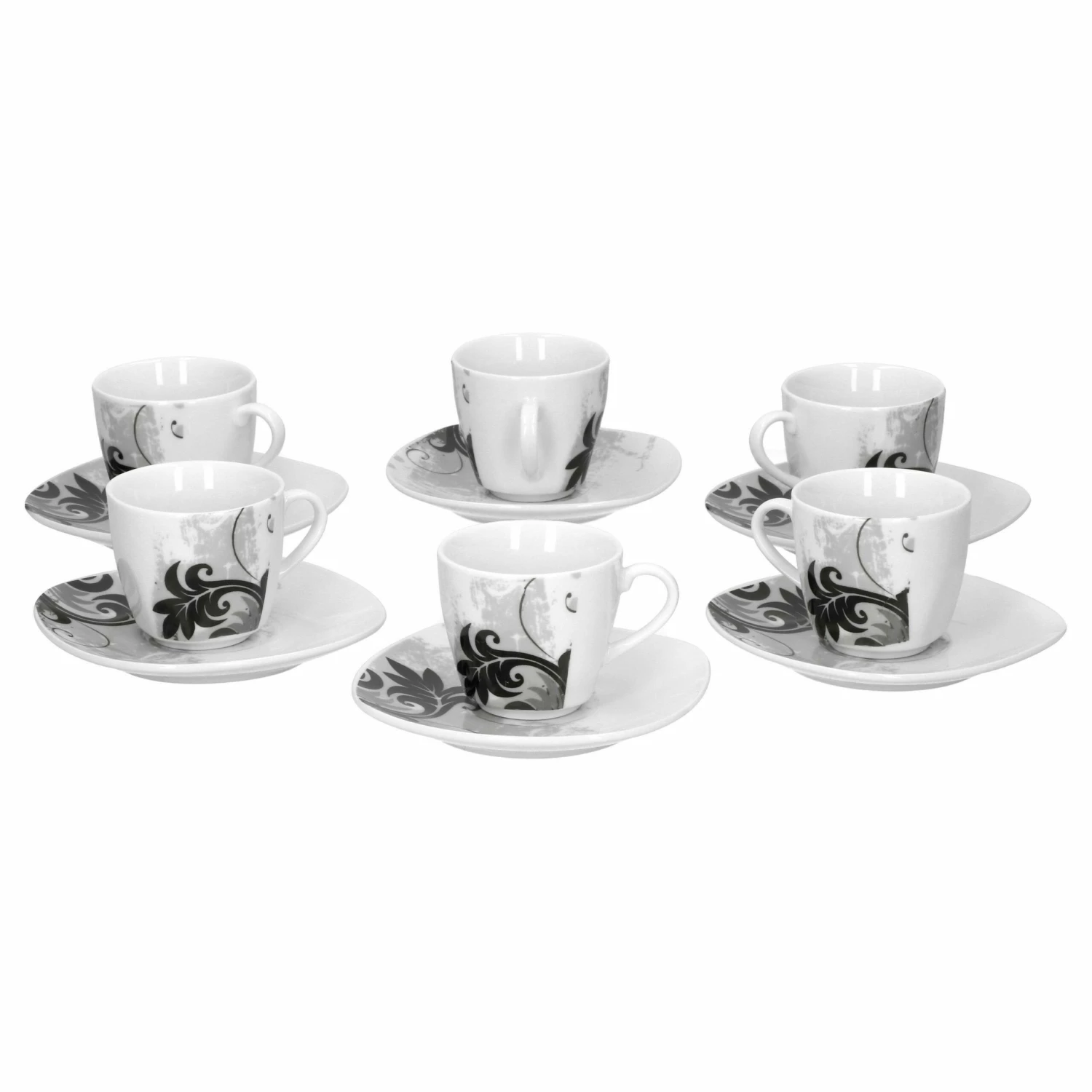 6er Set Espressotasse Mit Untertasse Black Flower 3 6er Set Espressotasse Mit Untertasse Black Flower