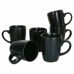 6-tlg. Kaffeebecher Set Kattegat Mit Henkel 250 Ml Schwarz Matt