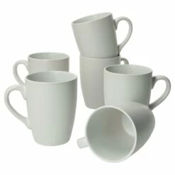6er Set Kaffeebecher 340ml White Biata Steingut - 24304304