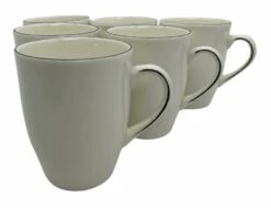 Becher Kaffeetassen Teetassen Tassen Mit Henkel Geschirr Service Kaffeeset Porzellan 6 Personen Weiß Schwarz 6er Set Bonna Madera Mint Cosmos Black