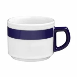 6 X Seltmann Obertasse 1 0,18 L, Form: Vitalis, Dekor: 34708 Blaues Band