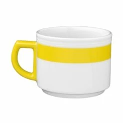 6 X Seltmann Obertasse 1 0,18 L, Form: Vitalis, Dekor: 34928 Gelbes Band -ARCOROC Geschäft f46a5e78 8b27 47e5 b262 1e47b71471e5