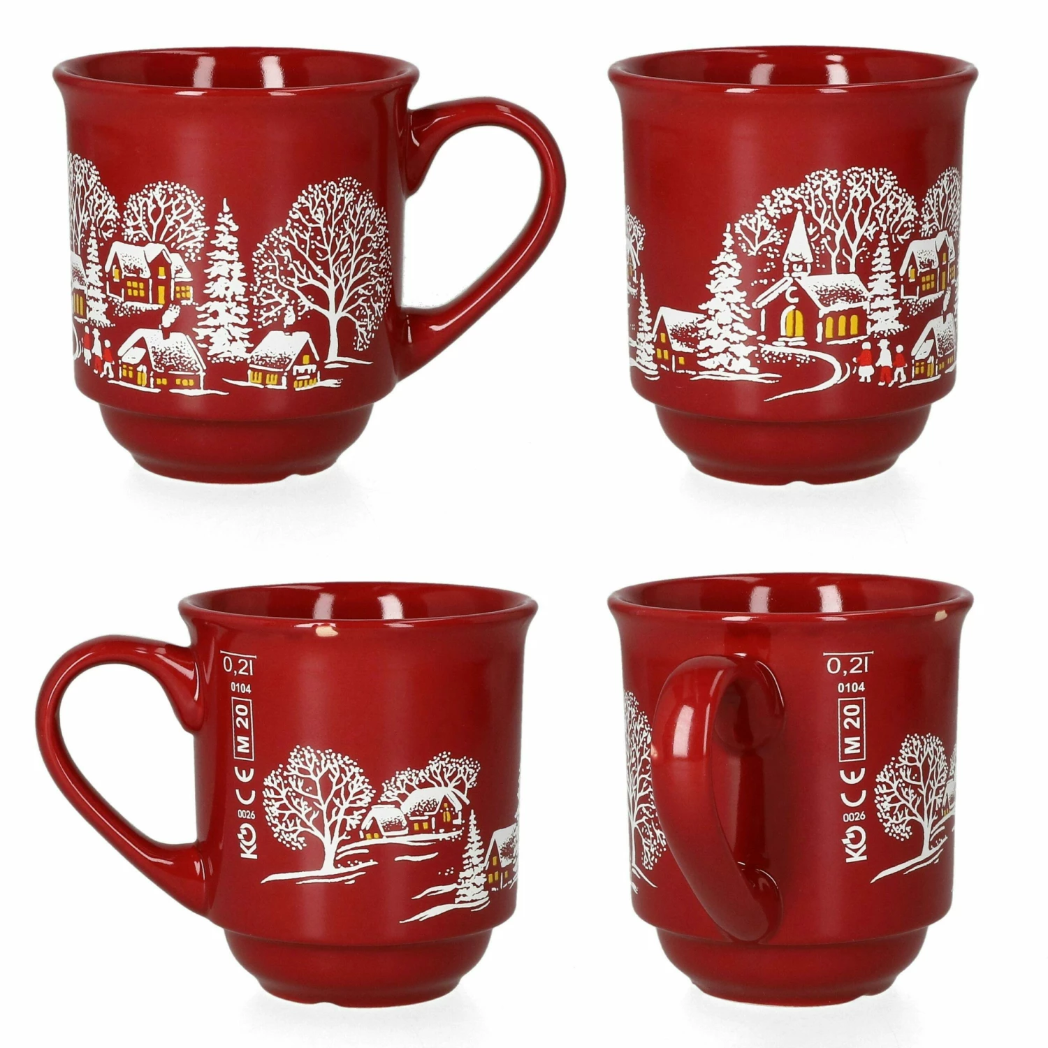 3160100 - 12er Set Glühweinbecher In Dunkelrot Mit Weihnachtslandschaft 0,2L Geeicht 8 3160100 - 12er Set Glühweinbecher In Dunkelrot Mit Weihnachtslandschaft 0,2L Geeicht – Bild 6